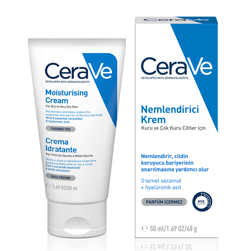 Cerave Nemlendirici Yüz Ve Vücut Kremi - Kuru Ciltler İçin Seramid Ve Hyalüronik Asit İçerikli 50 ml