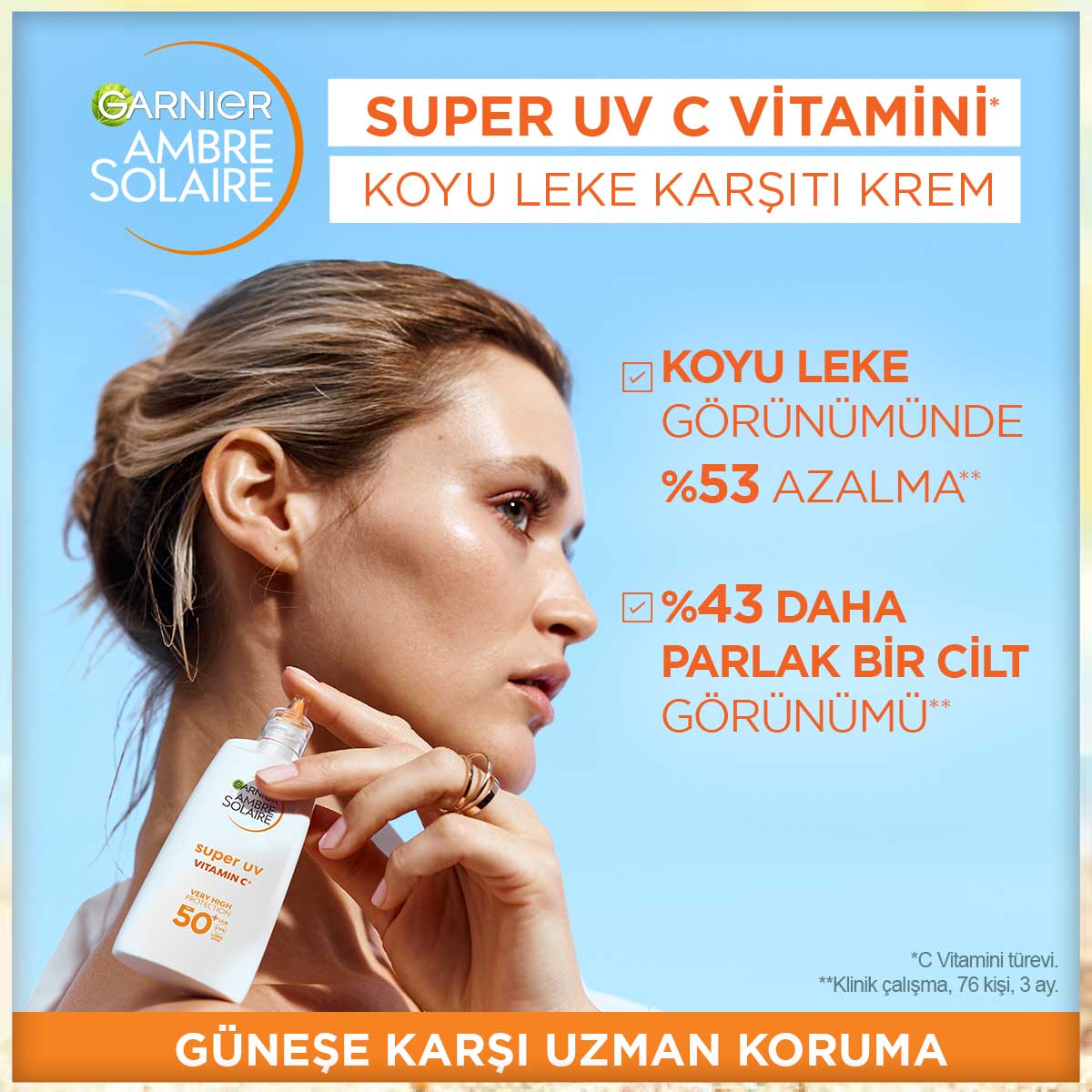 Garnier Ambre Solaire Super UV C Vitamini Koyu Leke Karşıtı Fluid Yüz Güneş Kremi SPF50+ 40ML