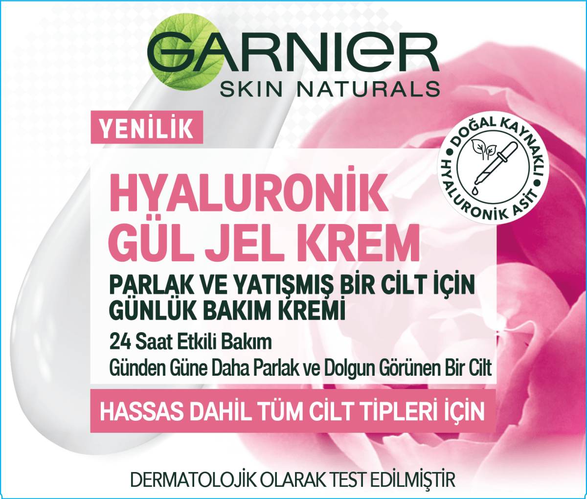 Garnier Hyaluronik Gül Jel-Krem - Parlak ve Yatışmış Bir Cilt İçin Günlük Bakım Kremi