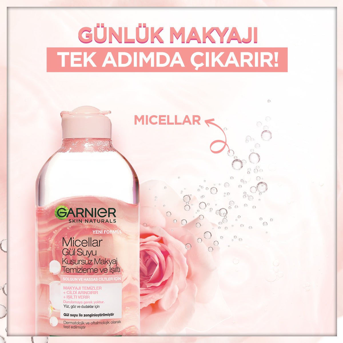 Garnier Micellar Gül Suyu Kusursuz Makyaj Temizleme & Işıltı 400ML