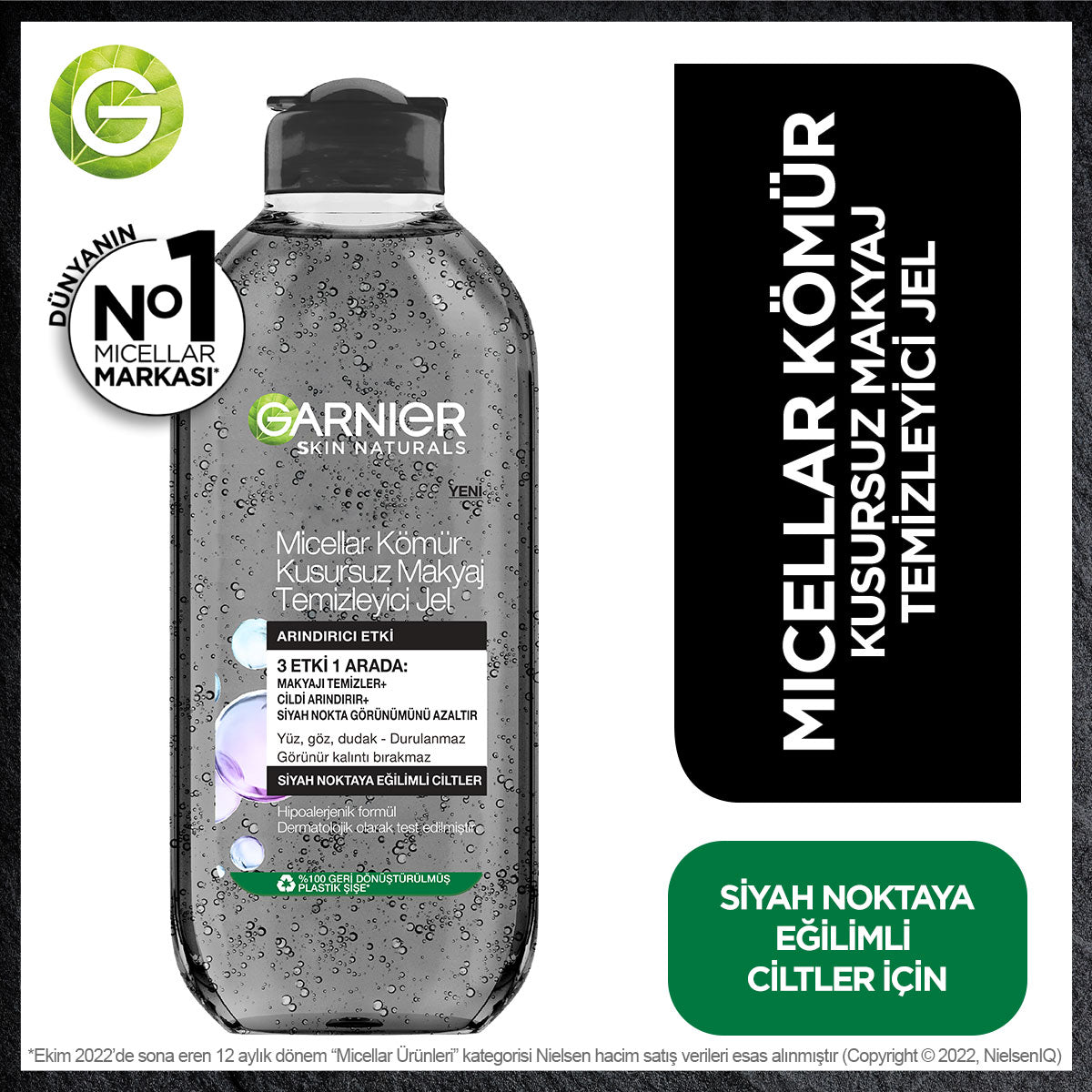 Garnier Micellar Kömür Kusursuz Makyaj Temizleyici Jel 400 ml