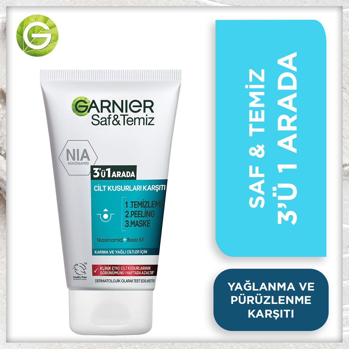 Garnier Saf & Temiz Yağlanma ve Pürüzlere Karşı 3&
