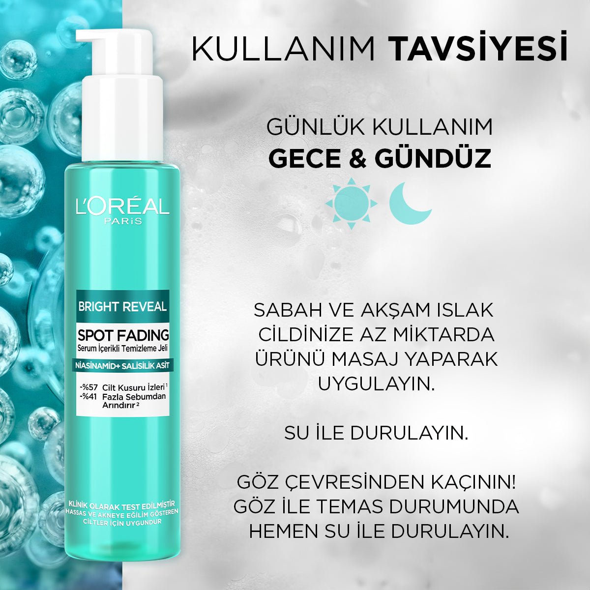 Loreal Paris Bright Reveal Cilt Kusuru İzi Karşıtı, Serum İçerikli Temizleme Jeli Niasinamid+Salisilik Asit 150ml