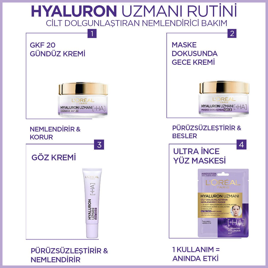 Loreal Paris Hyaluron Uzmanı Cilt Dolgunlaştıran Nemlendirici Krem Göz