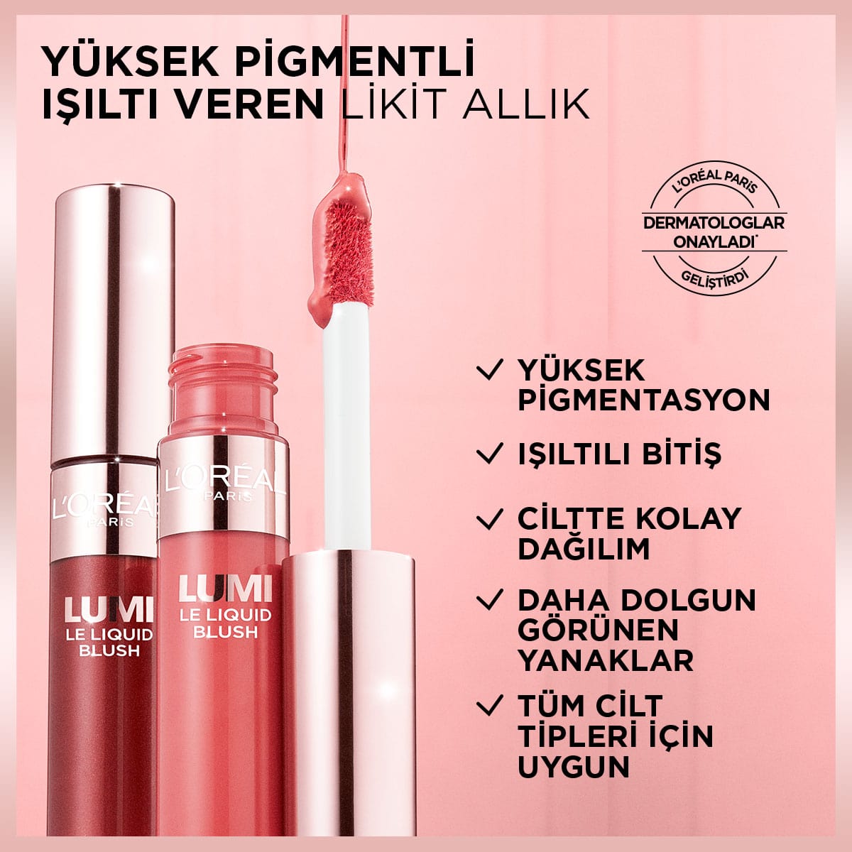 Loreal Paris Lumi Blush Likit Allık - 635 Glowy Worth It Medium