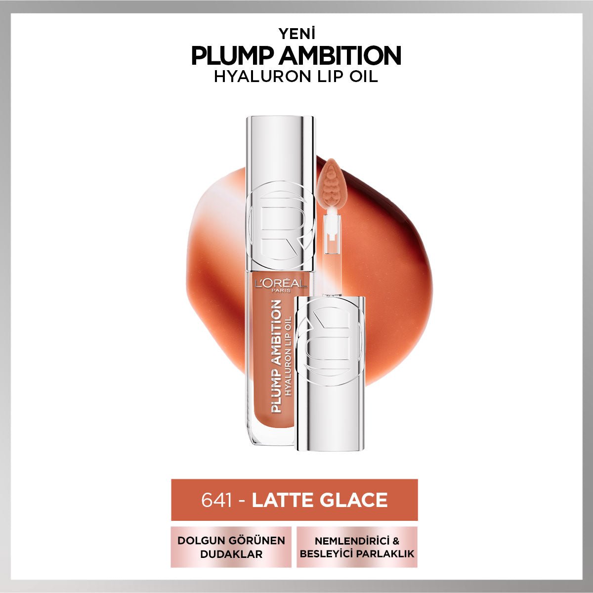 Loreal Paris Plump Ambition Hyaluron Lip Oil Besleyici ve Nemlendirici Dudak Parlatıcısı - 641 Latte Glace