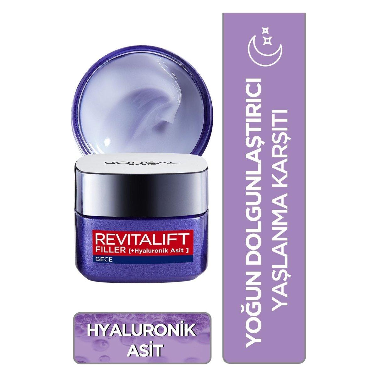 Loreal Paris Revitalift Filler Yoğun Dolgunlaştırıcı Yaşlanma Karşıtı Gece Kremi 50ml - Hyaluronik Asit
