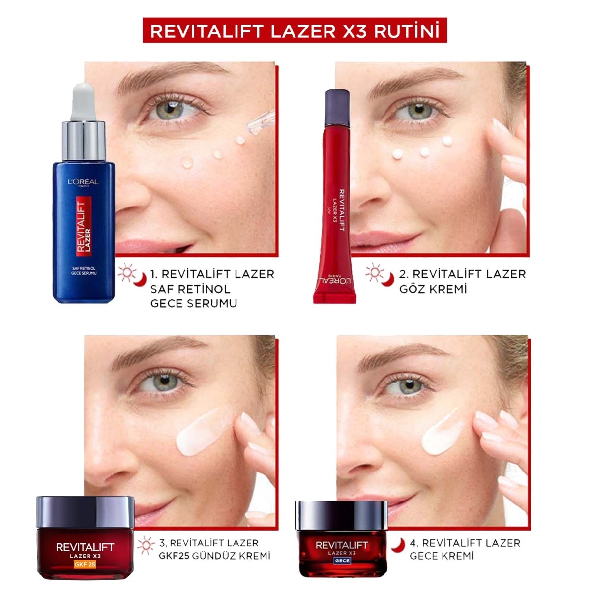 Loreal Paris Revitalift Lazer X3 Leke ve Yaşlanma Karşıtı Bakım GKF25