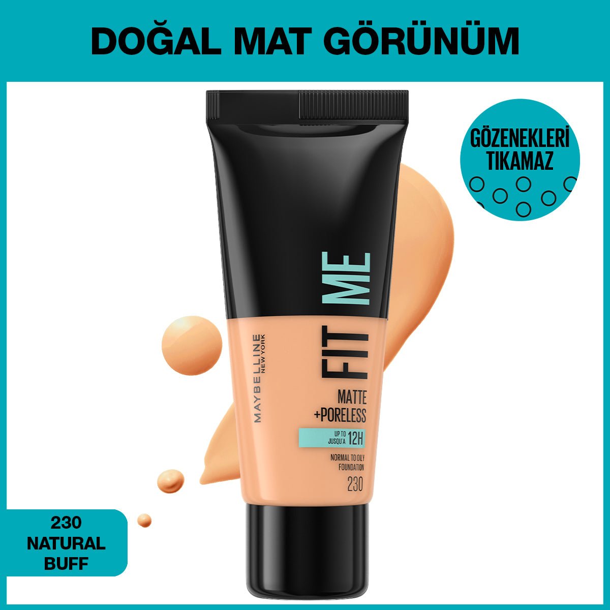 Maybelline New York Fit Me Matte+Poreless Fondöten - 230 Natural Buff