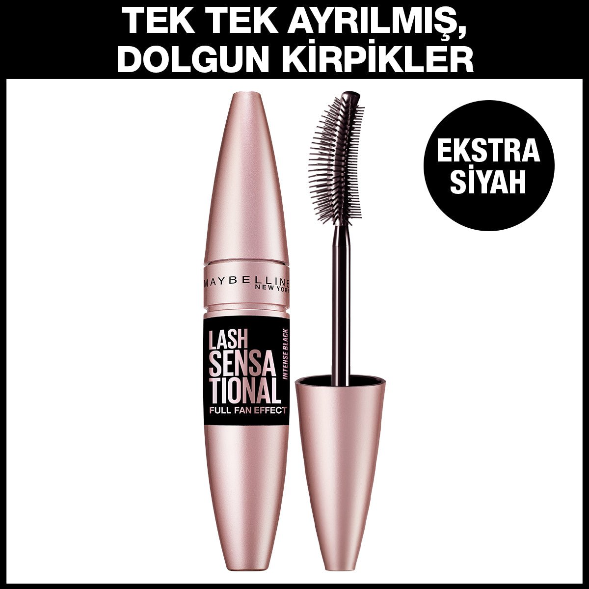 Maybelline New York Lash Sensational Yelpaze Etkili Intense Black Maskara - Ekstra Siyah