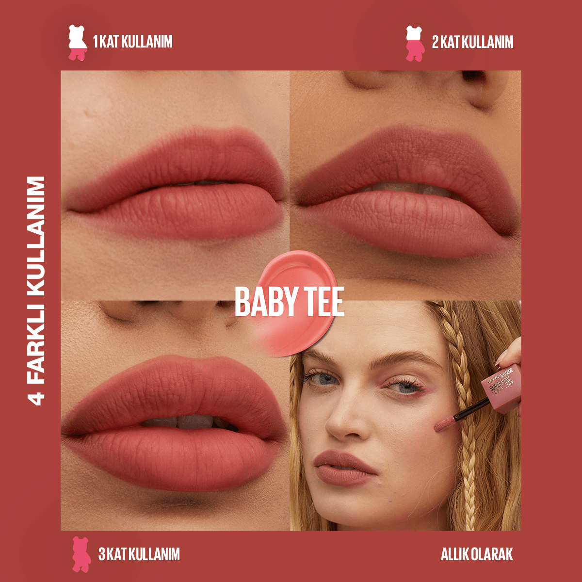 Maybelline Super Stay Teddy Tint Uzun Süre Kalıcı Likit Mat Tint 25 Baby Tee