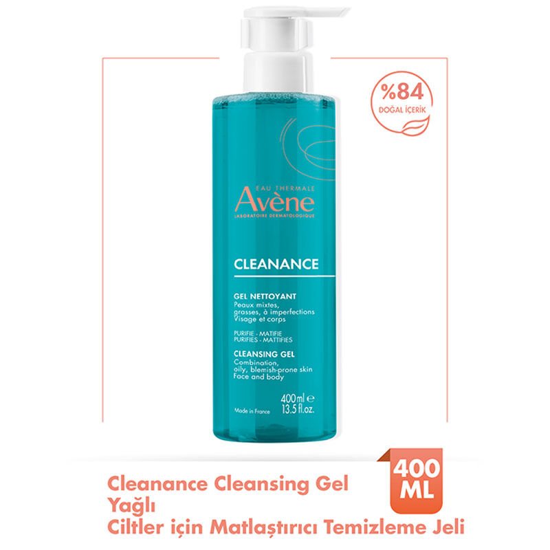 Avene Cleanance Yağlı ve Akneye Eğilimli Ciltler İçin Matlaştırıcı Temizleme Jeli 400 ml
