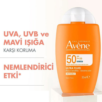 Avene Ultra Fluid Invisible SPF50 Normal ve Karma Ciltler İçin Güneş Kremi 50 ml