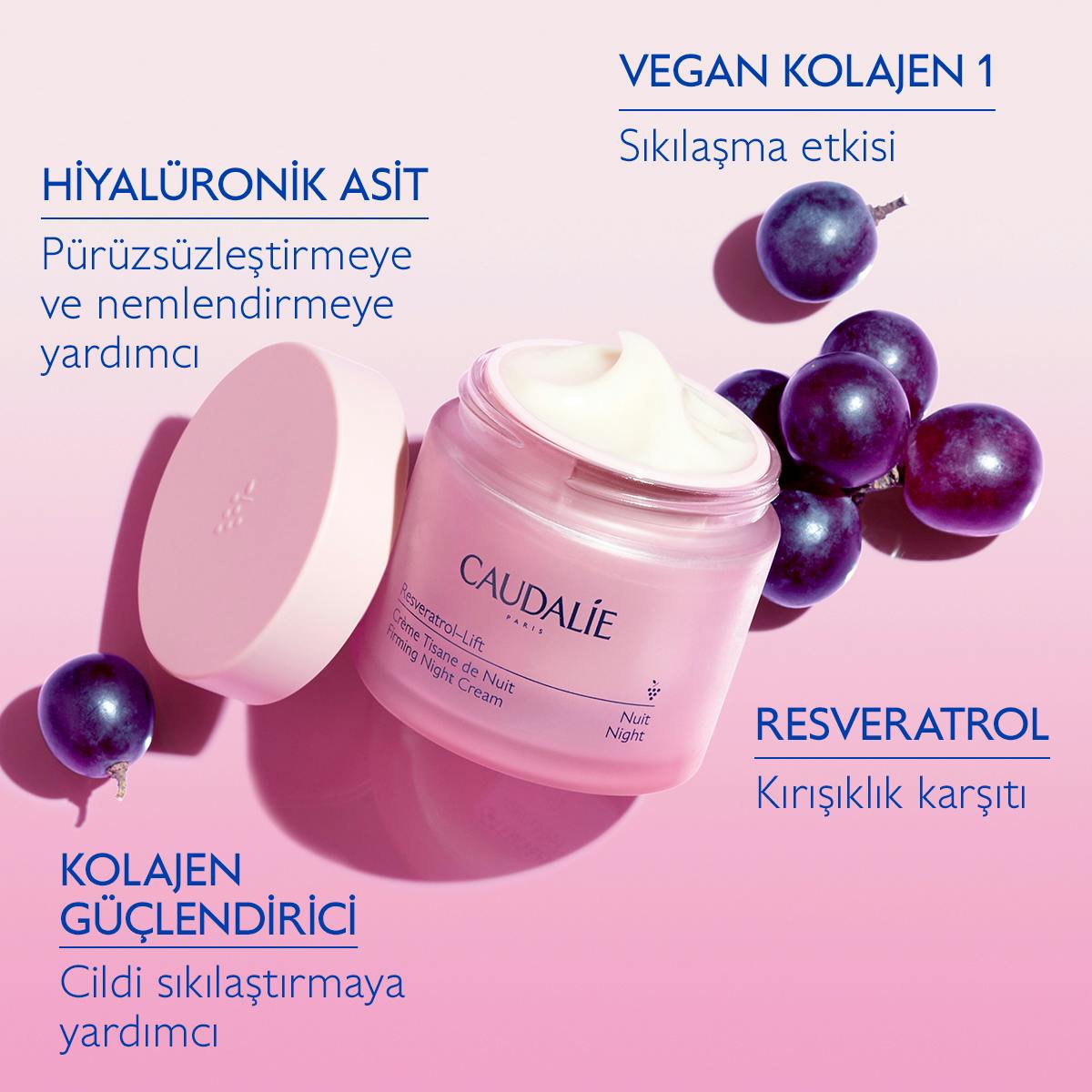 Caudalie Resveratrol Lift Sıkılaştırıcı Etkili Gece Bakım Kremi 50 ml