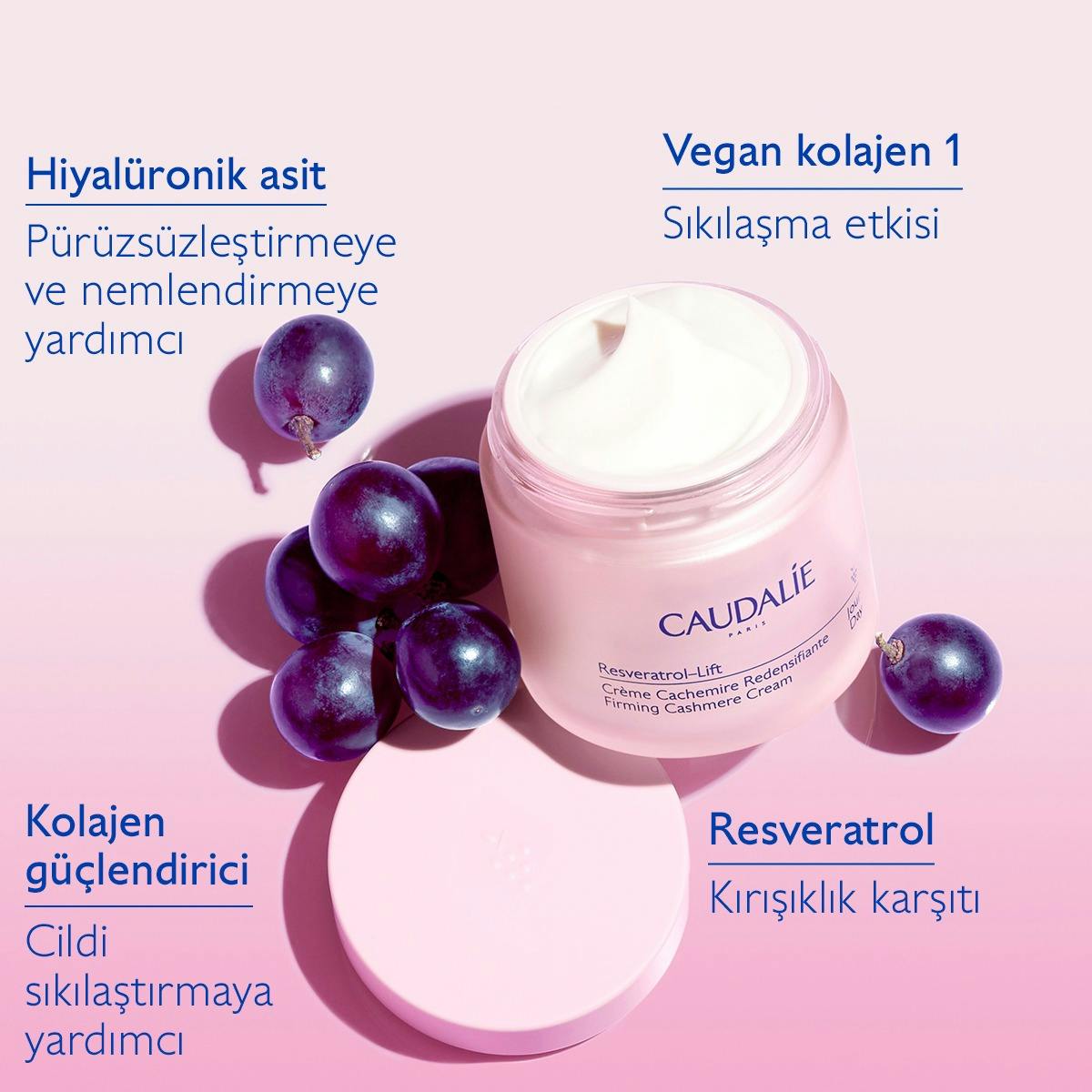 Caudalie Resveratrol Lift Sıkılaştırıcı Kaşmir Gündüz Bakım Kremi 50 ml