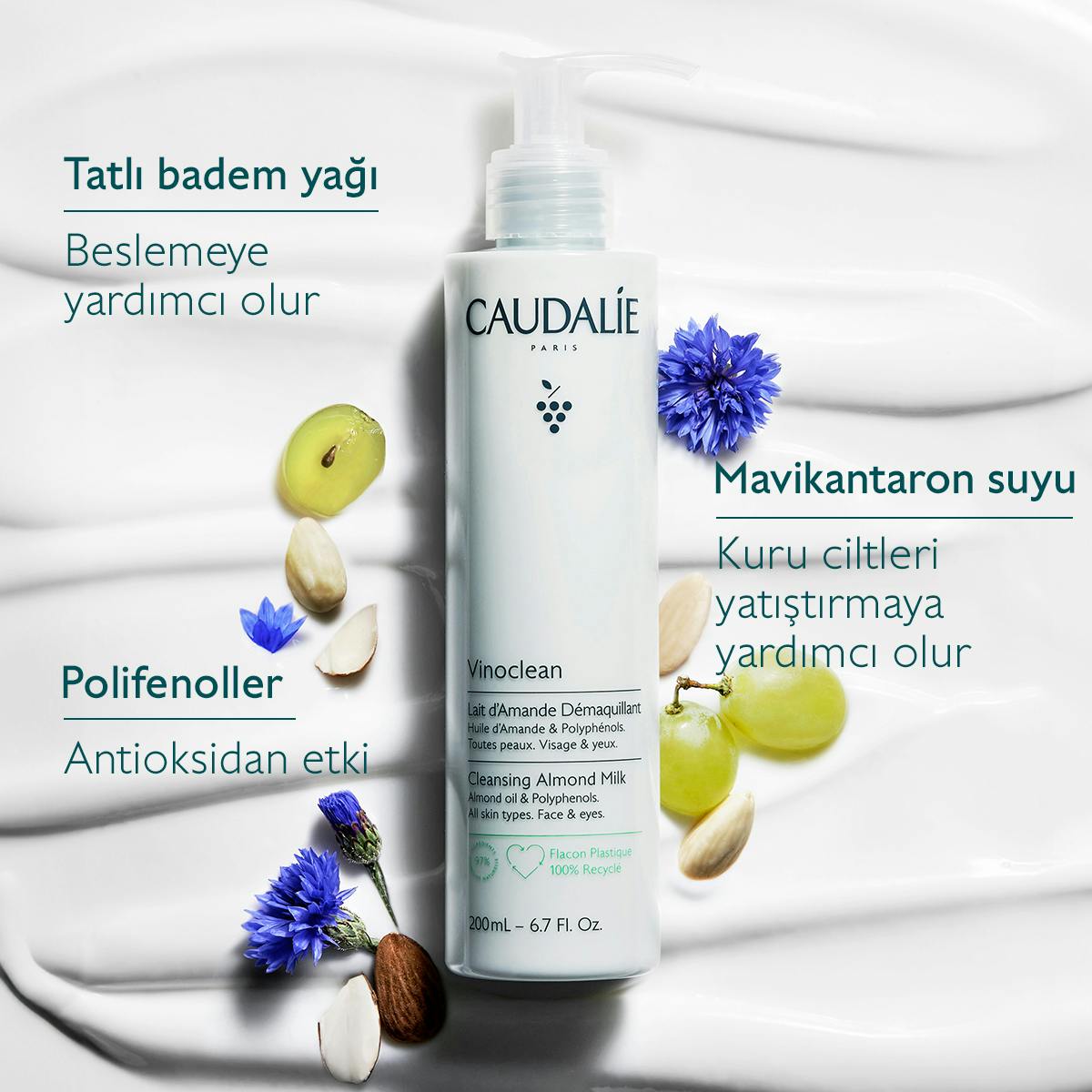 Caudalie Vinoclean Badem Yağlı Temizleme Sütü 100 ml