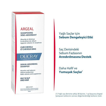 Ducray Argeal Yağlı Saçlar için Sebum Düzenleyici Şampuan 200 ml