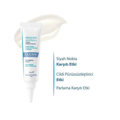 Ducray Keracnyl Glycolic+ Siyah Nokta ve Parlama Karşıtı Bakım Kremi 30ml