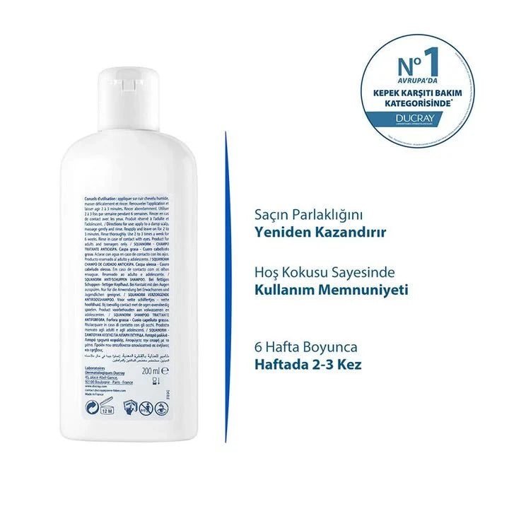 Ducray Squanorm Yağlı Kepek Karşıtı Bakım Şampuanı 200 ml