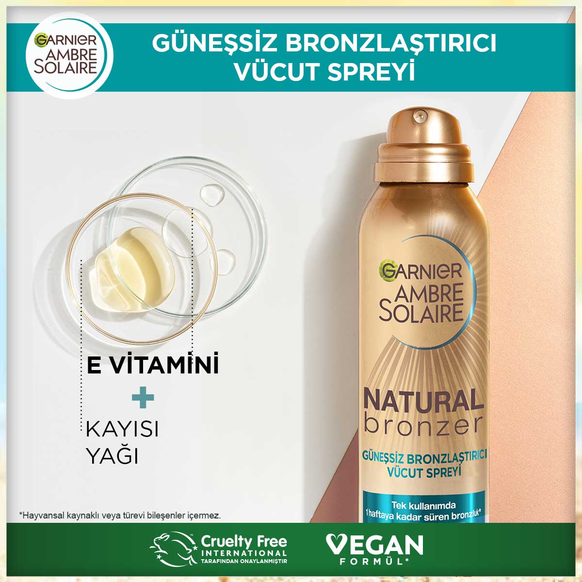 Garnier Ambre Solaire Natural Bronzer Güneşsiz Bronzlaştırıcı Sprey 150ml