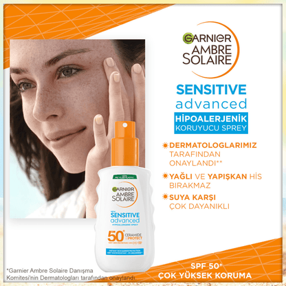 Garnier Ambre Solaire Sensitive Advanced Hipoalerjenik Güneş Koruyucu Sprey SPF50+ 150ML