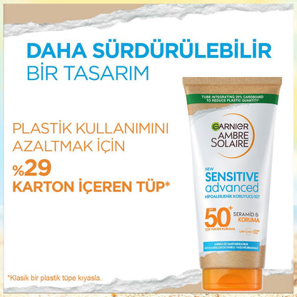 Garnier Ambre Solaire Sensitive Advanced Hipoalerjenik Güneş Koruyucu Süt SPF50+ 175 ml