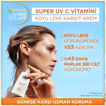 Garnier Ambre Solaire Super UV C Vitamini Koyu Leke Karşıtı Fluid Yüz Güneş Kremi SPF50+ 40ML