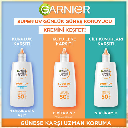 Garnier Ambre Solaire Super UV C Vitamini Koyu Leke Karşıtı Fluid Yüz Güneş Kremi SPF50+ 40ML