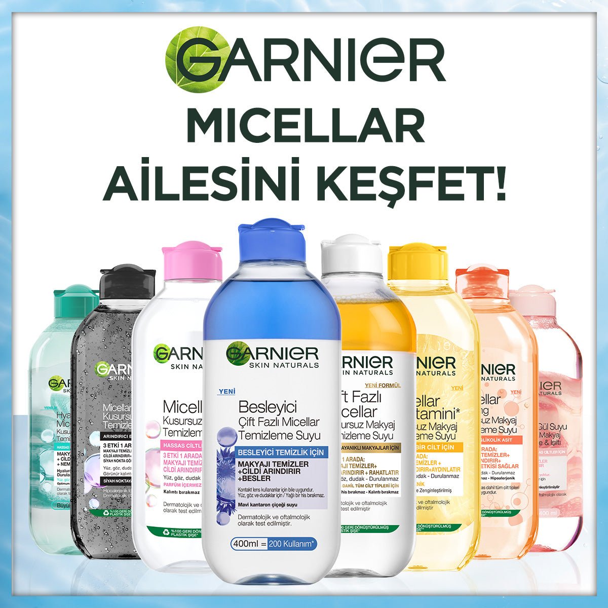 Garnier Besleyici Çift Fazlı Micellar Temizleme Suyu 400 ml