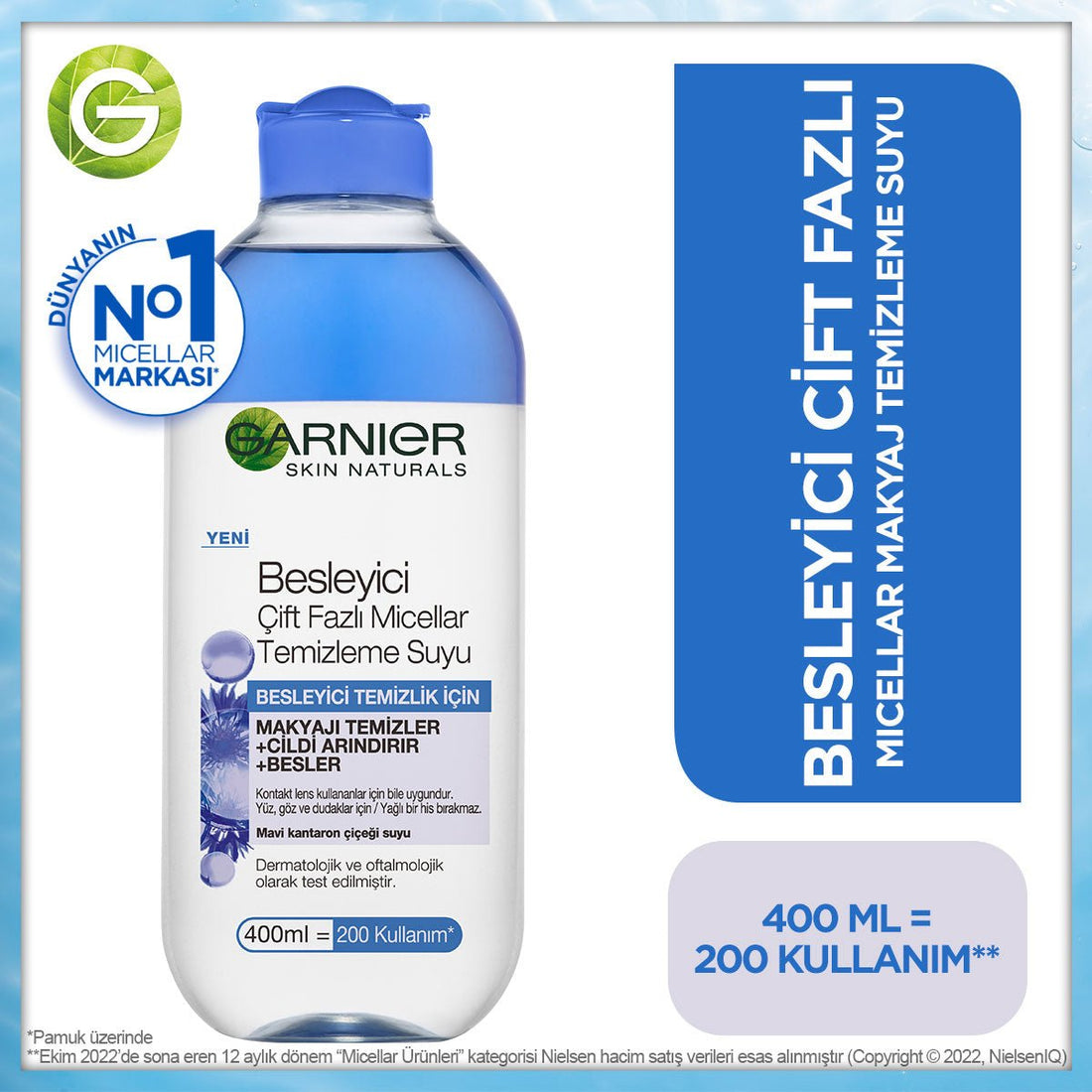 Garnier Besleyici Çift Fazlı Micellar Temizleme Suyu 400 ml