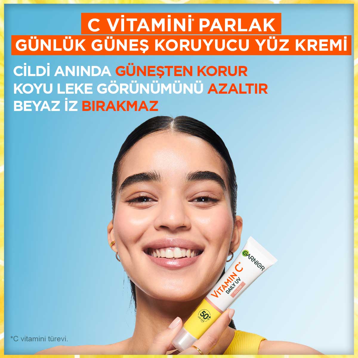 Garnier C Vitamini Parlak Günlük UV Korumalı Güneş Yüz Kremi Görünmez Doku SPF50+ 40ml
