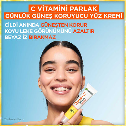Garnier C Vitamini Parlak Günlük UV Korumalı Güneş Yüz Kremi Görünmez Doku SPF50+ 40ml