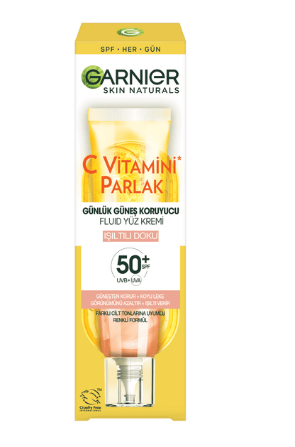 Garnier C Vitamini Parlak Günlük UV Korumalı Güneş Yüz Kremi Işıltılı Doku SPF50+ 40ml