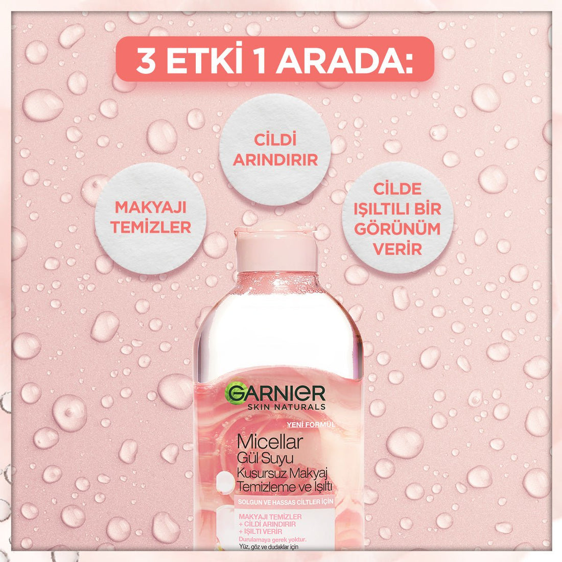 Garnier Micellar Gül Suyu Kusursuz Makyaj Temizleme &amp; Işıltı 400ML