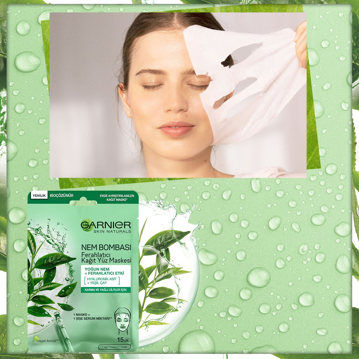 Garnier Nem Bombası Ferahlatıcı Kağıt Yüz Maskesi