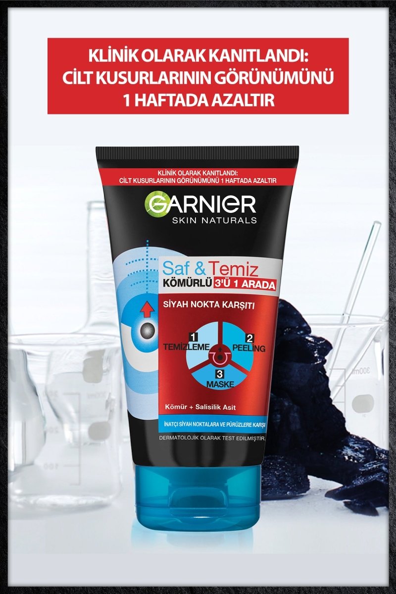 Garnier Saf &amp; Temiz Siyah Nokta Karşıtı Kömürlü 3&
