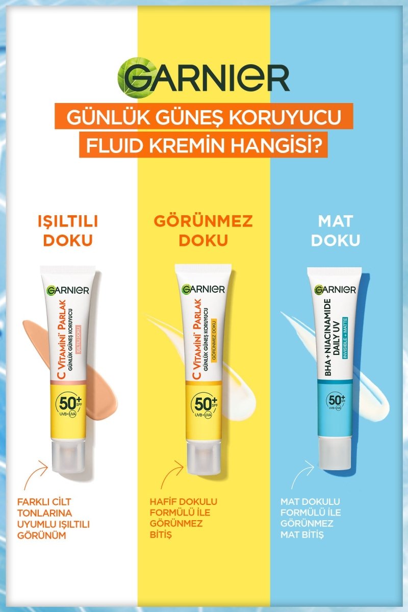 Garnier Saf ve Temiz BHA Niasinamid Günlük Güneş Koruyucu Fluid Yüz Kremi SPF50+ 40ml