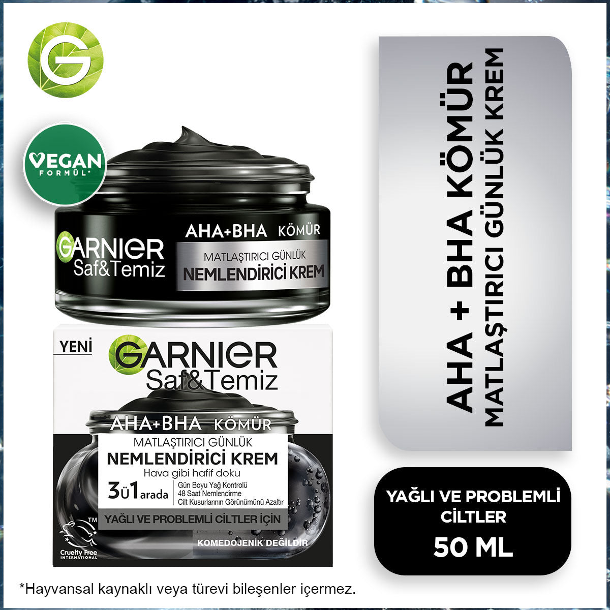 Garnier Saf ve Temiz Kömür Matlaştırıcı Günlük Nemlendirici Krem 50 ml