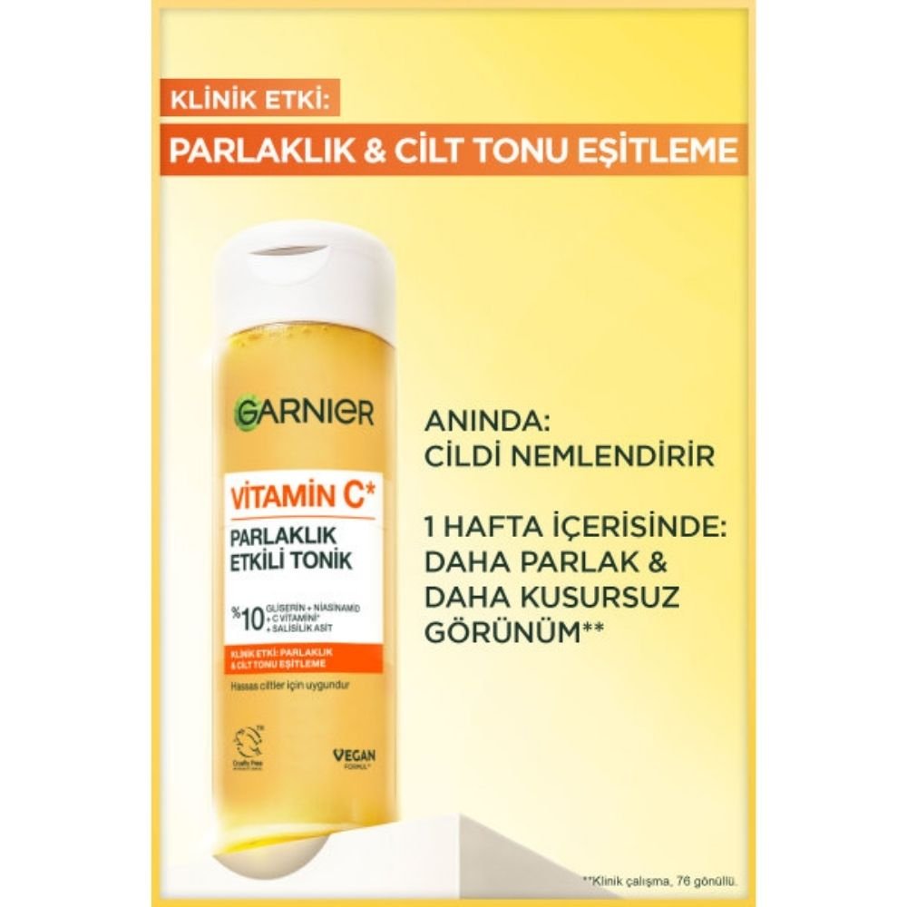 Garnier Vitamin C Parlaklık Etkili Tonik // Gliserin, Niasinamid, Salisilik Asit 120 ml