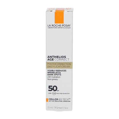 La Roche Posay Anthelios Age Correct SPF50 Leke ve Kırışıklık Karşıtı Güneş Koruyucu Yüz Kremi 15 ml