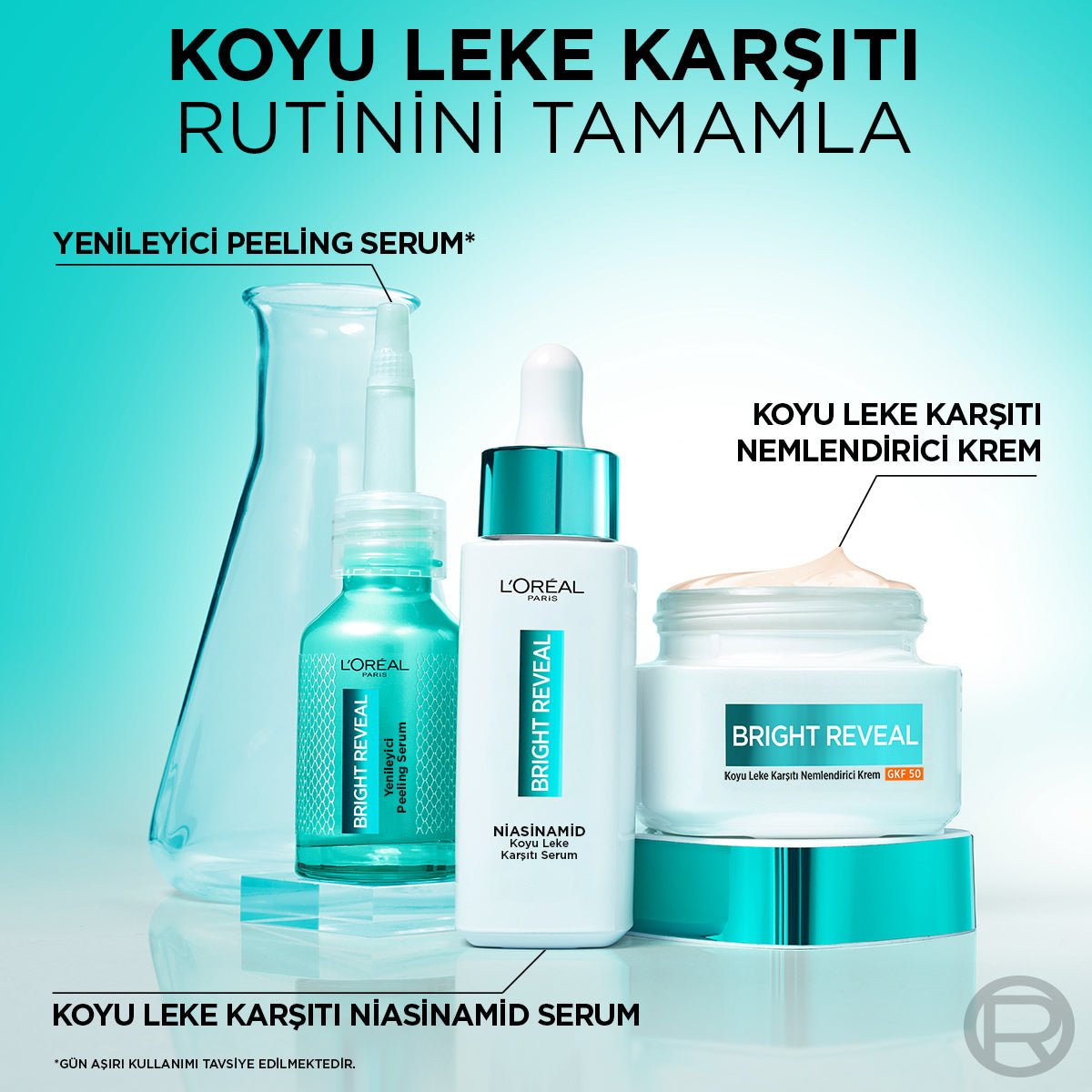 Loreal Paris Bright Reveal Koyu Leke Karşıtı, Cilt Tonu Eşitleyici Spf50 Nemlendirici Krem Niasinamid 50ml