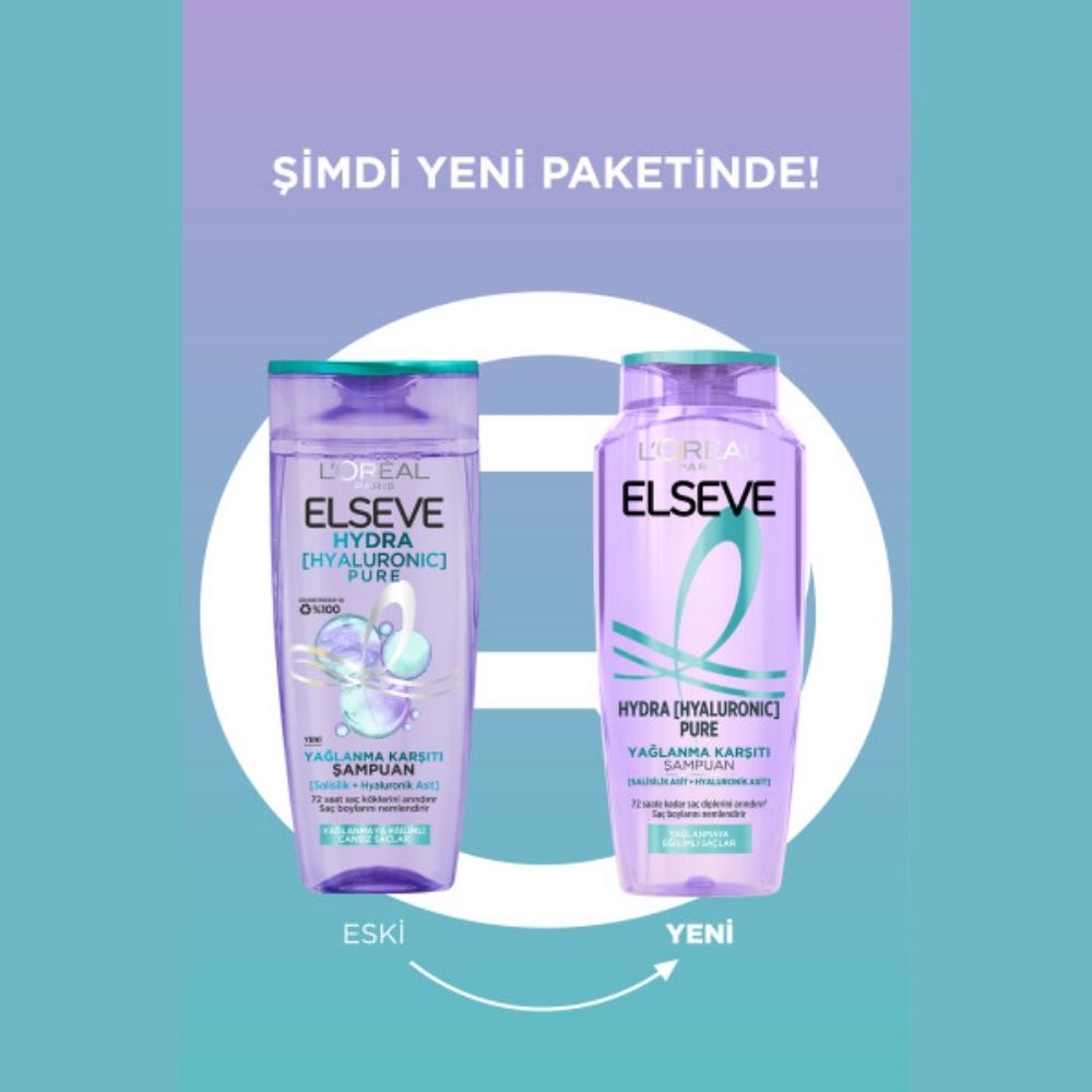 Loreal Paris Elseve Hydra [Hyaluronic] Pure Salisilik Asit İçeren Yağlanma Karşıtı Arındırıcı Şampuan 300 ml