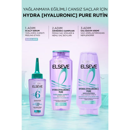 Loreal Paris Elseve Hydra [Hyaluronic] Pure Salisilik Asit İçeren Yağlanma Karşıtı Arındırıcı Şampuan 300 ml
