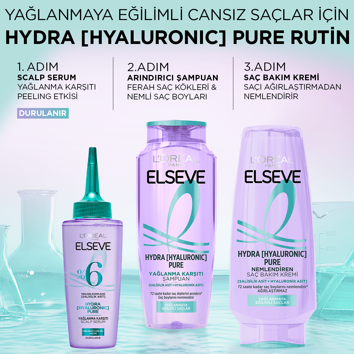 Loreal Paris Elseve Hydra [Hyaluronic] Pure Salisilik Asit İçeren Yağlanma Karşıtı Peeling Etkili Saç Derisi Serumu 102ml