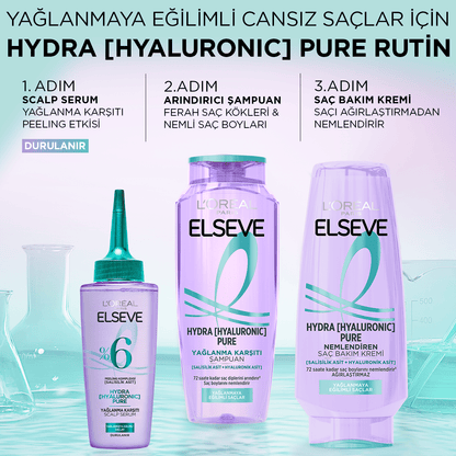 Loreal Paris Elseve Hydra [Hyaluronic] Pure Salisilik Asit İçeren Yağlanma Karşıtı Peeling Etkili Saç Derisi Serumu 102ml