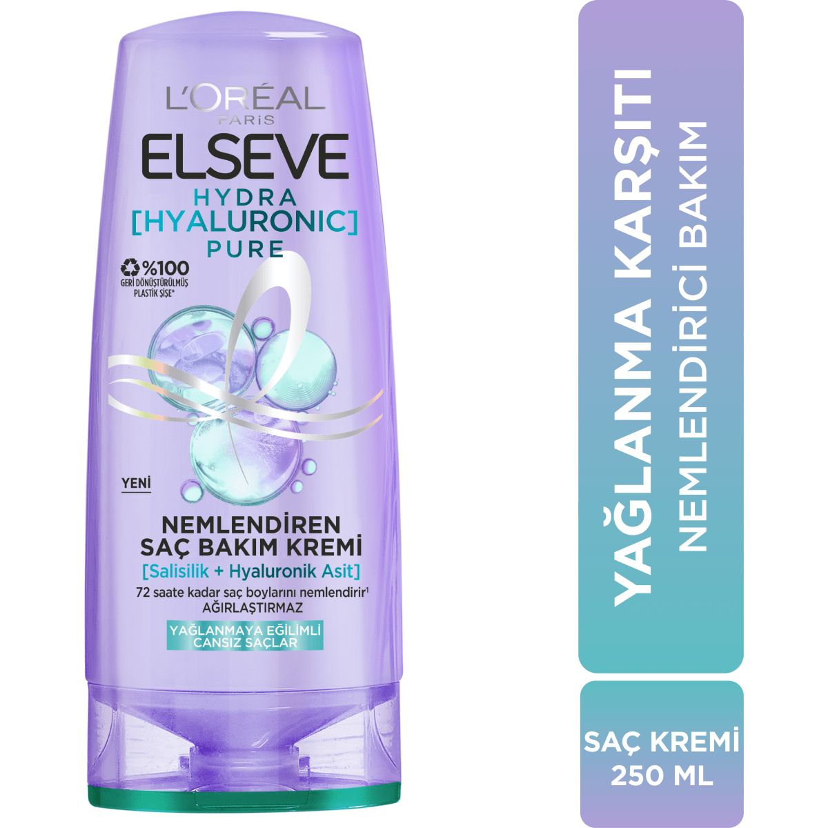 Loreal Paris Elseve Hydra [Hyaluronic] Pure Salisilik Asit içeren Yağlanma Karşıtı Nemlendirici Saç Kremi 250ml
