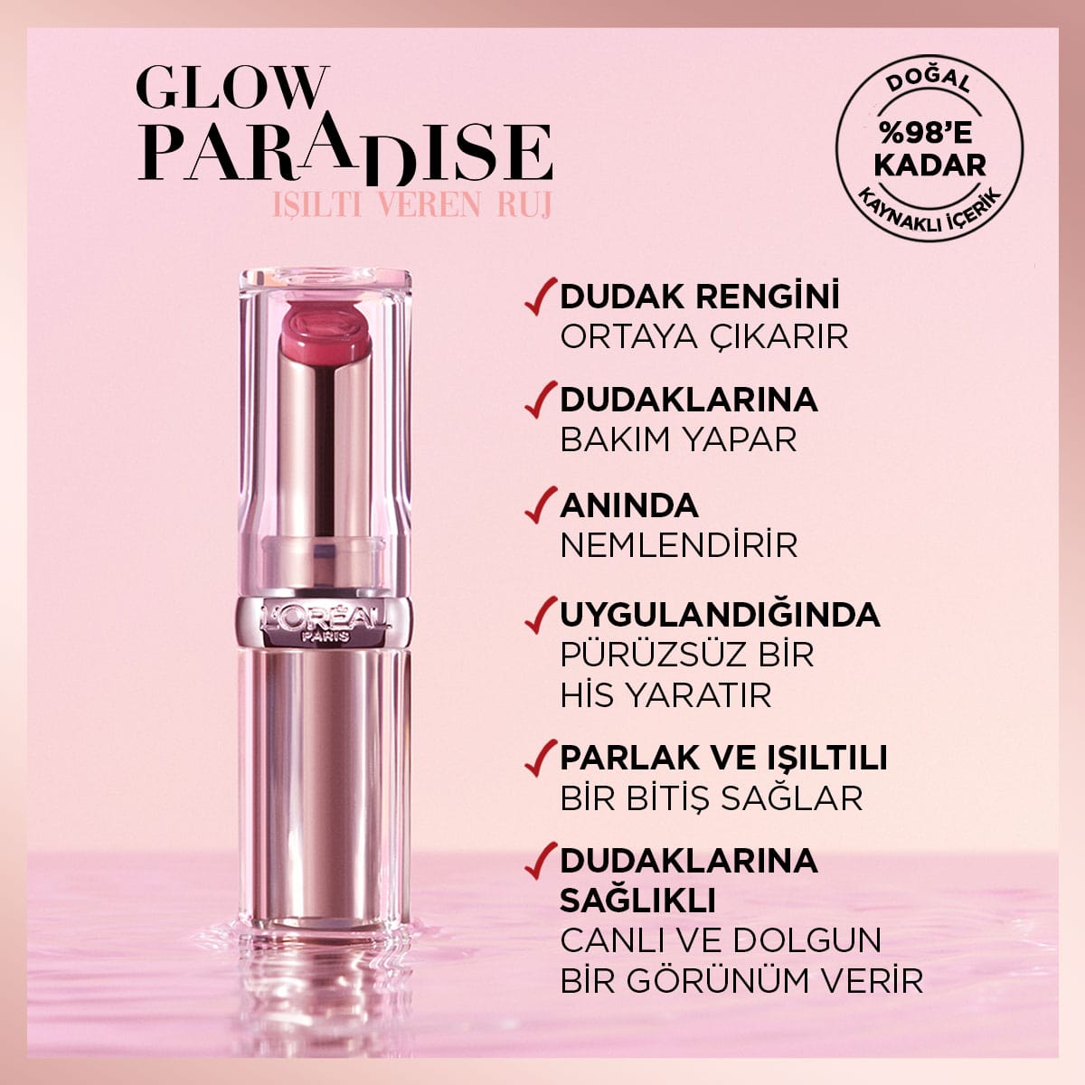 Loreal Paris Glow Paradise Balm-in-Lipstick - Işıltı Veren Ruj 351 Watermelon Dream