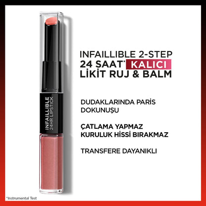 Loreal Paris Infaillible 2-Step 24 Saat Kalıcı Likit Ruj &amp; Balm - 312 Incessant Russet