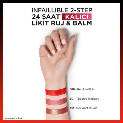 Loreal Paris Infaillible 2-Step 24 Saat Kalıcı Likit Ruj &amp; Balm - 312 Incessant Russet