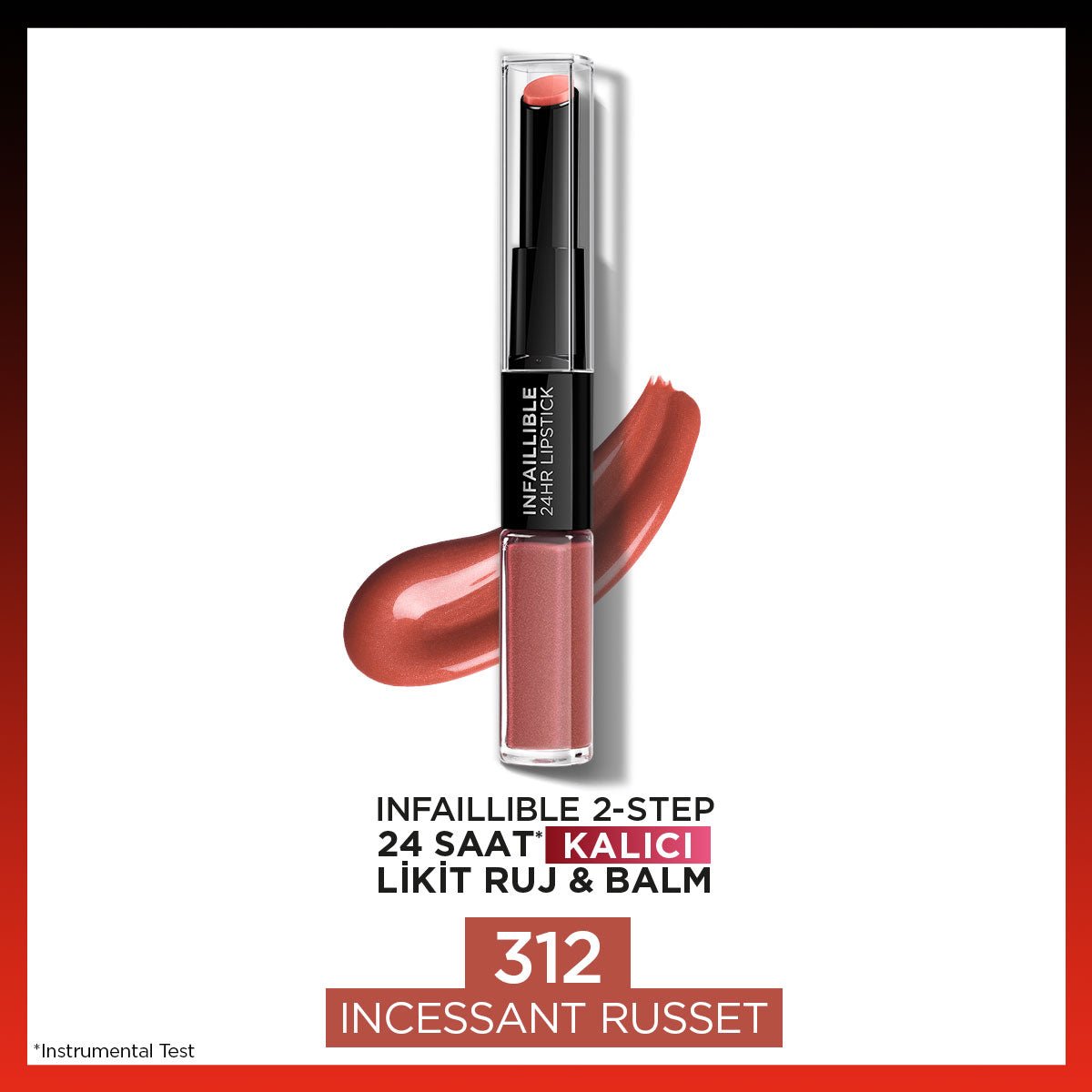 Loreal Paris Infaillible 2-Step 24 Saat Kalıcı Likit Ruj &amp; Balm - 312 Incessant Russet